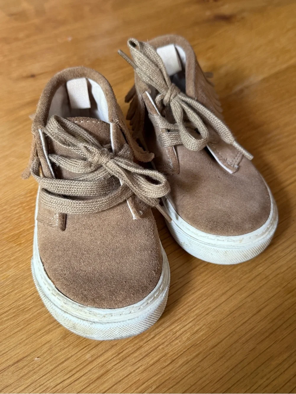 GAP Kids Tan Suede Fringe Lace-Up Moccasins